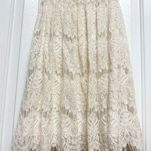 Forever 21 Cream Lace A-Line Skirt